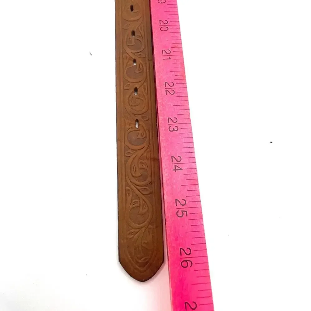 JUSTIN Western kids brown leather belt heart details on metal buckle size XS
